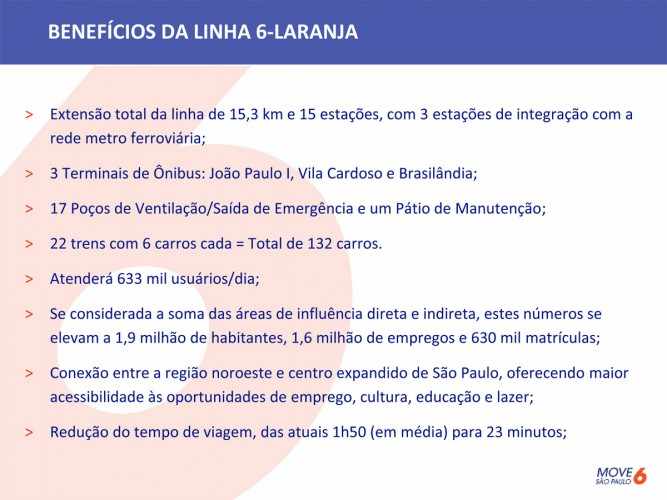 Linha 6 terá frota de 22 trens sem condutor, como na linha 4