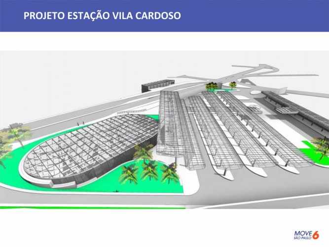 Esquema da estação Vila Cardoso, uma das três a ter um terminal de ônibus