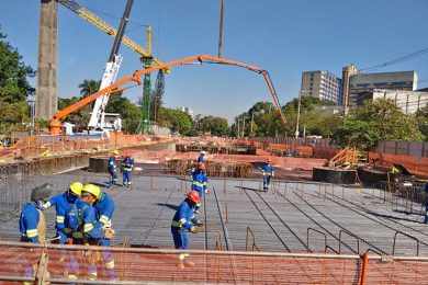 Concretagem da laje de superfície da estação AACD-Servidor