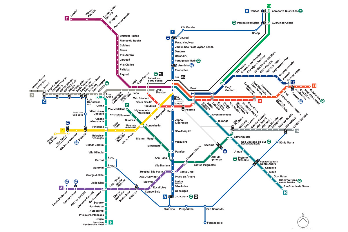 Veja o mapa de estações do Metrô e CPTM Metrô CPTM