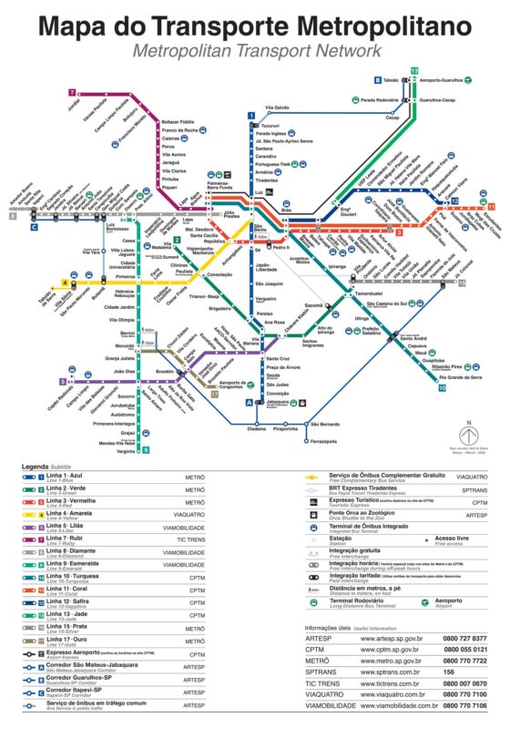 Mapa do Metrô, CPTM, ViaQuatro, ViaMobilidade e TIC Trens em 2026