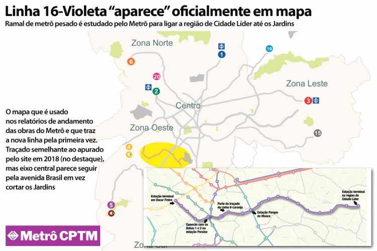 Linha 16-Violeta pode ter um papel fundamental na mobilidade da Zona Leste se um dia sair do papel