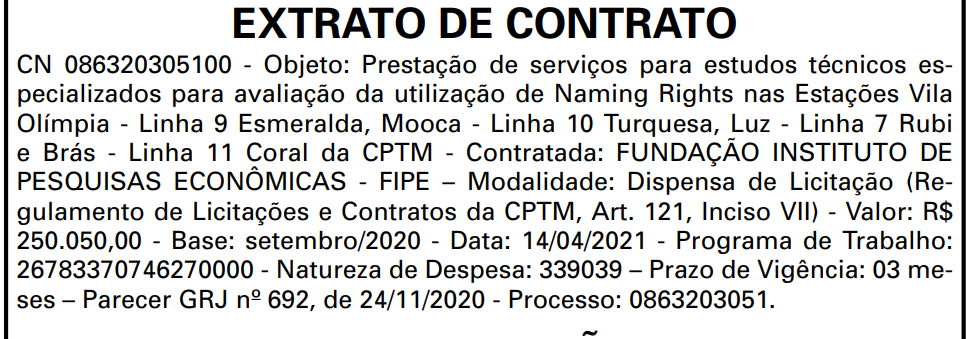 Extrato de Contrato