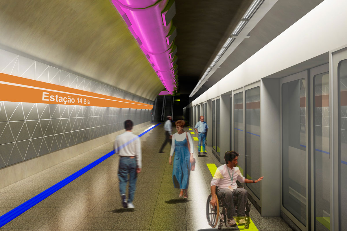 Estação 14 Bis deve ser inaugurada em 2025. Foto: Divulgação/TetraArq