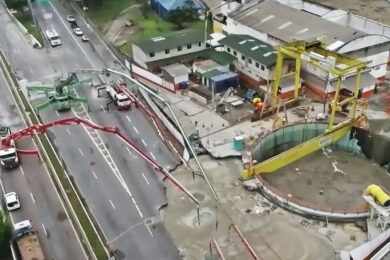 Concreto e pedras são usados pela Acciona para cobrir cratera e poço da Linha 6-Laranja