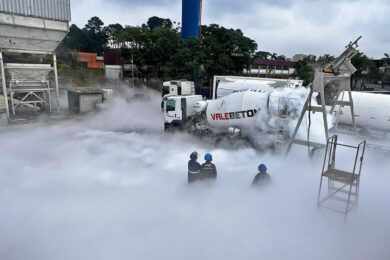 Concretagem nas obras da Linha 2-Verde utiliza técnica de resfriamento com nitrogênio
