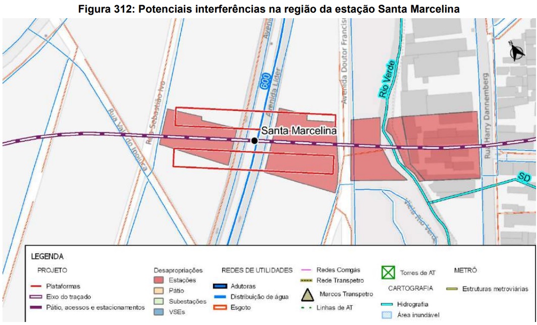 Interferências próximo a estação Santa Marcelina (Metrô SP)