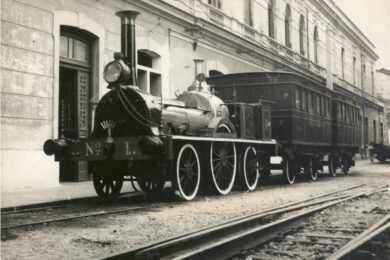 Locomotiva Baroneza, a primeira a entrar em operação no Brasil (Arquivo Nacional)