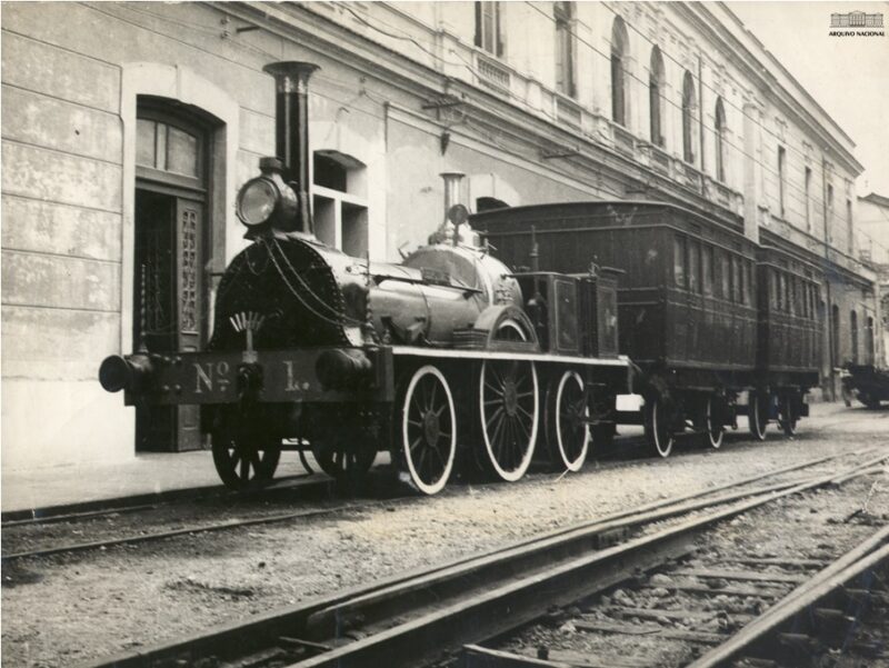 Locomotiva Baroneza, a primeira a entrar em operação no Brasil (Arquivo Nacional)