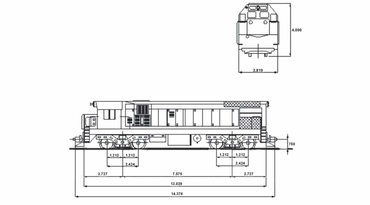 Desenho técnico da locomotiva G12 (Locofer)