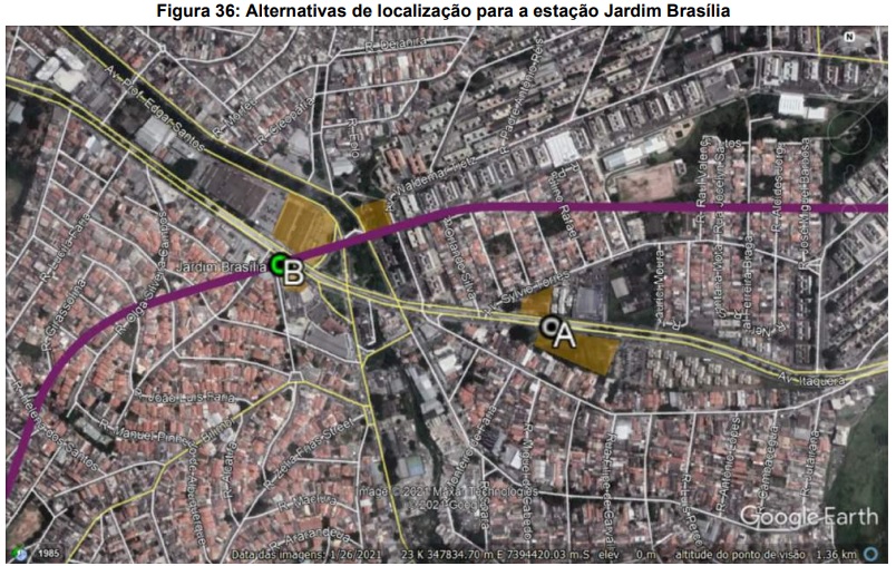 Alternativas de localização da estação Jardim Brasília (Metrô SP)