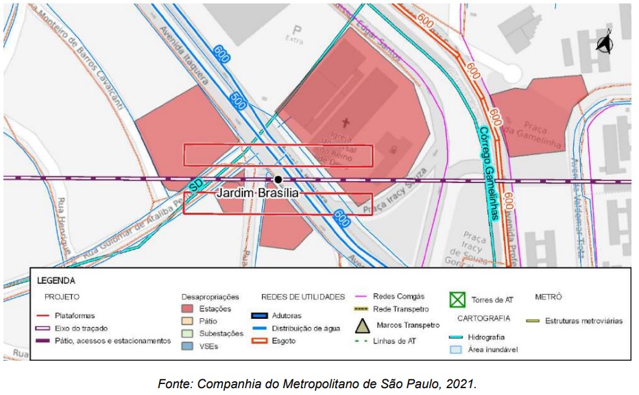Interferências para a construção da estação Jardim Brasília (Metrô SP)