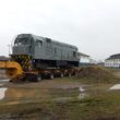 Locomotiva sendo transportada para Presidente Altino (Reprodução/Redes Sociais)