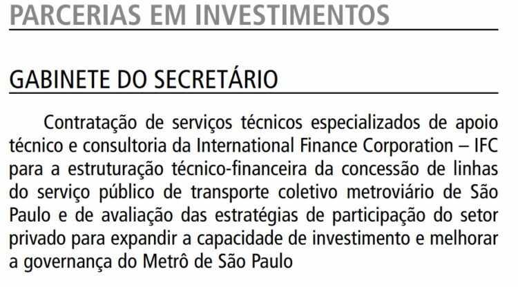 Comunicado emitido no diário oficial (Diário Oficial)