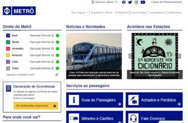 Pagina inicial do novo site do Metrô (Metrô SP)