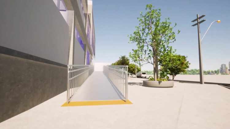 Rampa de acesso da estação Ambuitá (ViaMobilidade)