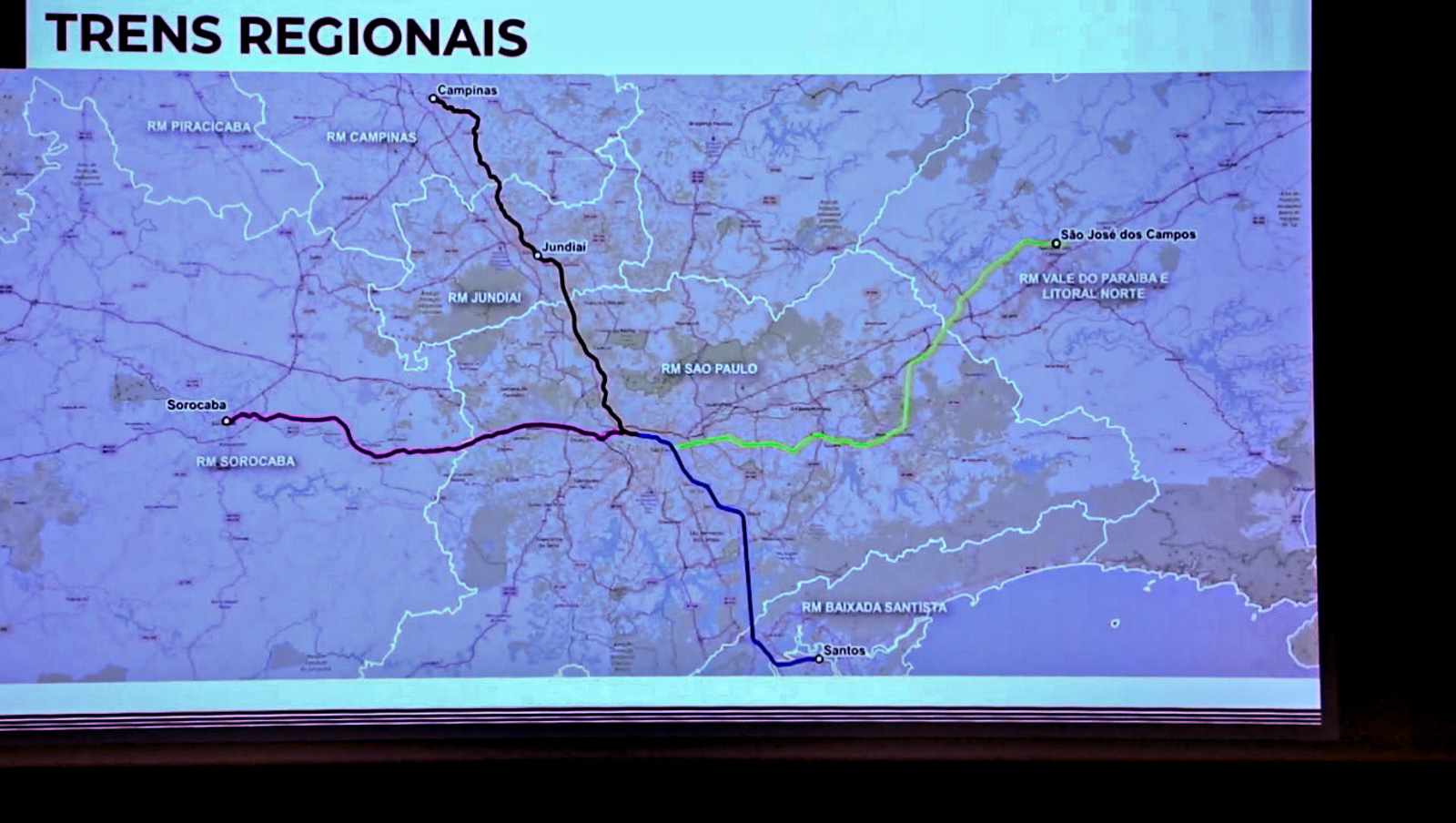 Traçado dos Trens Intercidades, vetor leste utilizaria a Linha 11-Coral (STM)