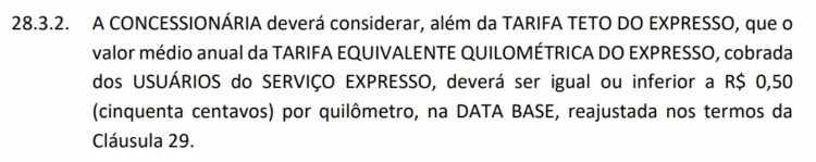 Tarifa média para o TIC (SPI)