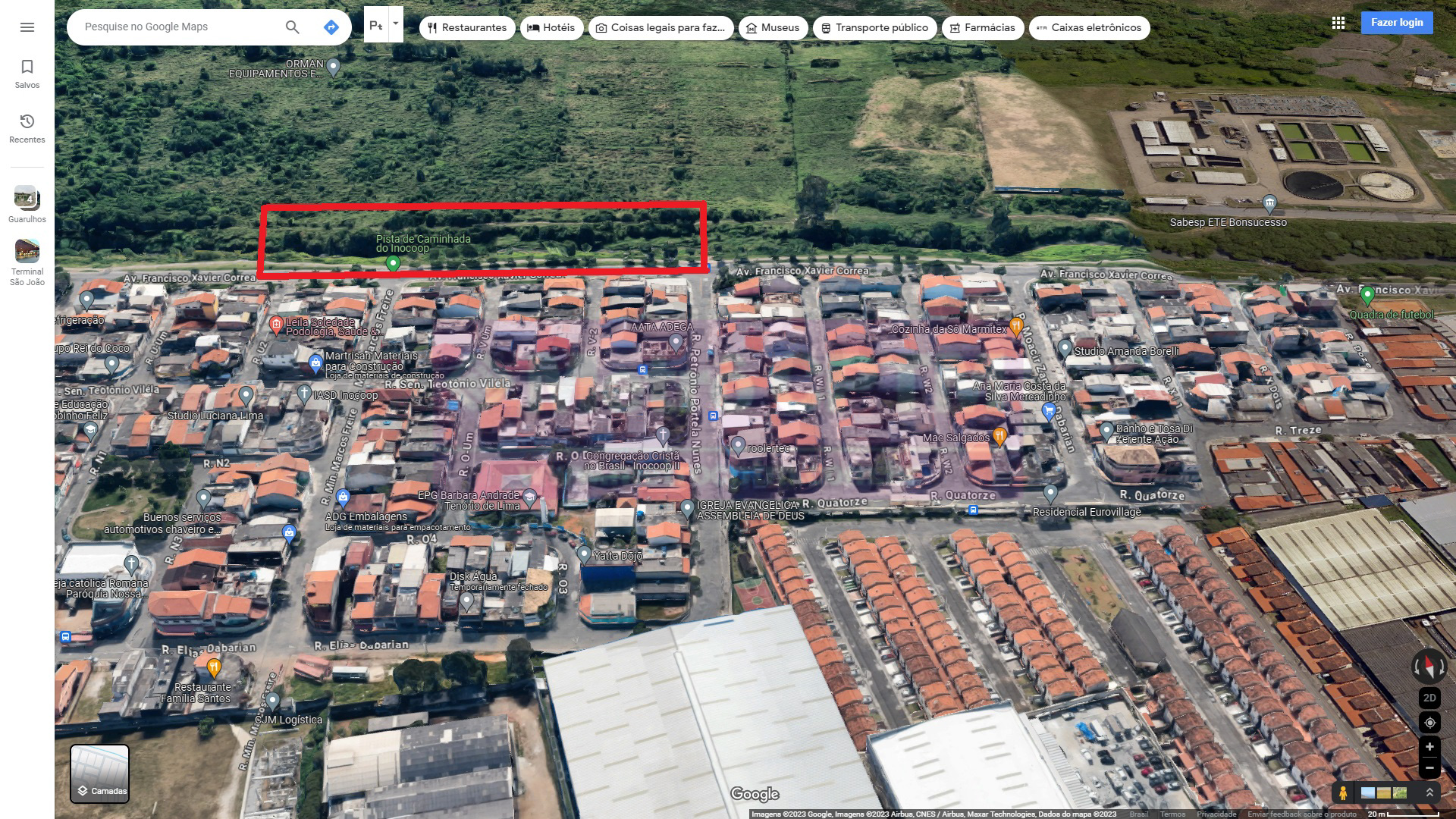 Possivel localização da estação Bonsucesso (Google Maps)