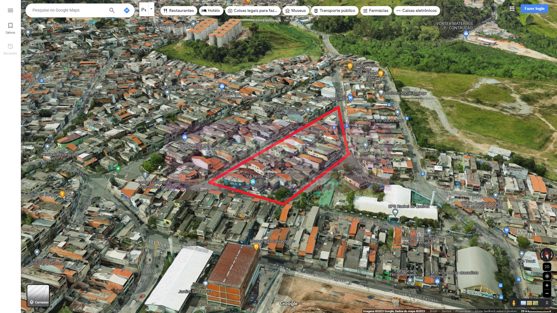 Possivel localização da estação Jardim dos Eucaliptos (Google Maps)