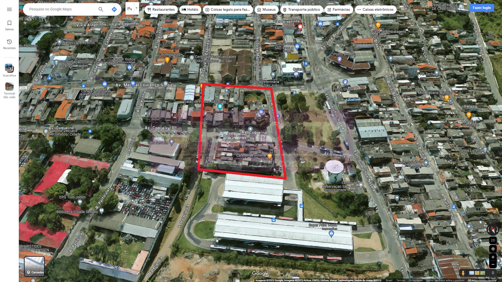 Possivel localização da estação São João (Google Maps)