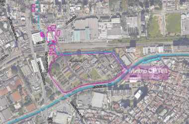 Áreas passíveis de serem usadas pela Linha 20-Rosa em Santo André