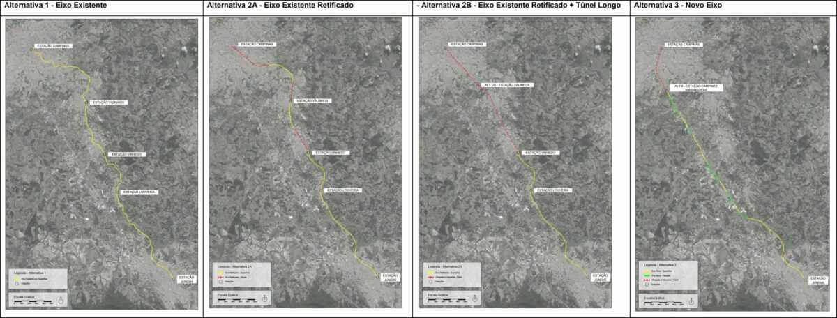 Alternativas de traçado estudadas (CPTM)