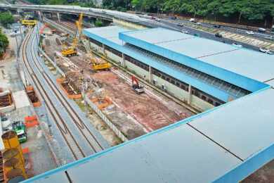 Estação Penha da Linha 11-Coral começa a surgir nas obras da Linha 2-Verde