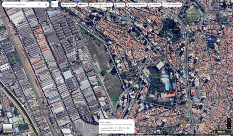 Terreno disponível na região da estação São Carlos (Google Maps)