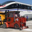 Um dos cinco carros do trem da BYD sendo preparado para envio (CMSP)