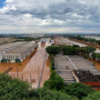 Pátio na região de Humaitá foi afetado pelas enchentes (Trensurb)