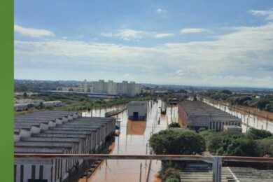 Pátio da Trensurb inundado após enchente histórica (Trensurb)