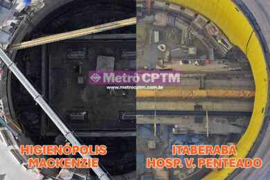 Poços das estações Higienópolis-Mackenzie e Itaberaba-Hosp. Vila Penteado (Linha Uni)