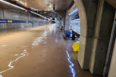 Estação Jardim São Paulo completamente inundada (Reprodução/Redes Sociais)