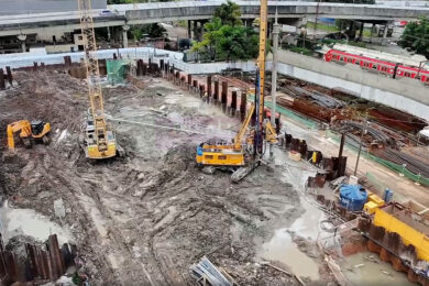Estação Ipiranga da Linha 15-Prata teve o estaqueamento concluído