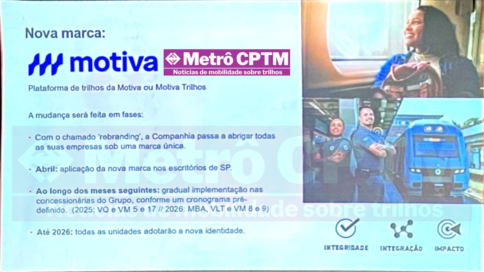 Apresentação da Motiva cita cronograma de mudanças