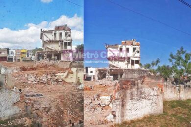 Imóveis sendo demolidos onde ficará a estação Gabriela Mistral, da Linha 2-Verde