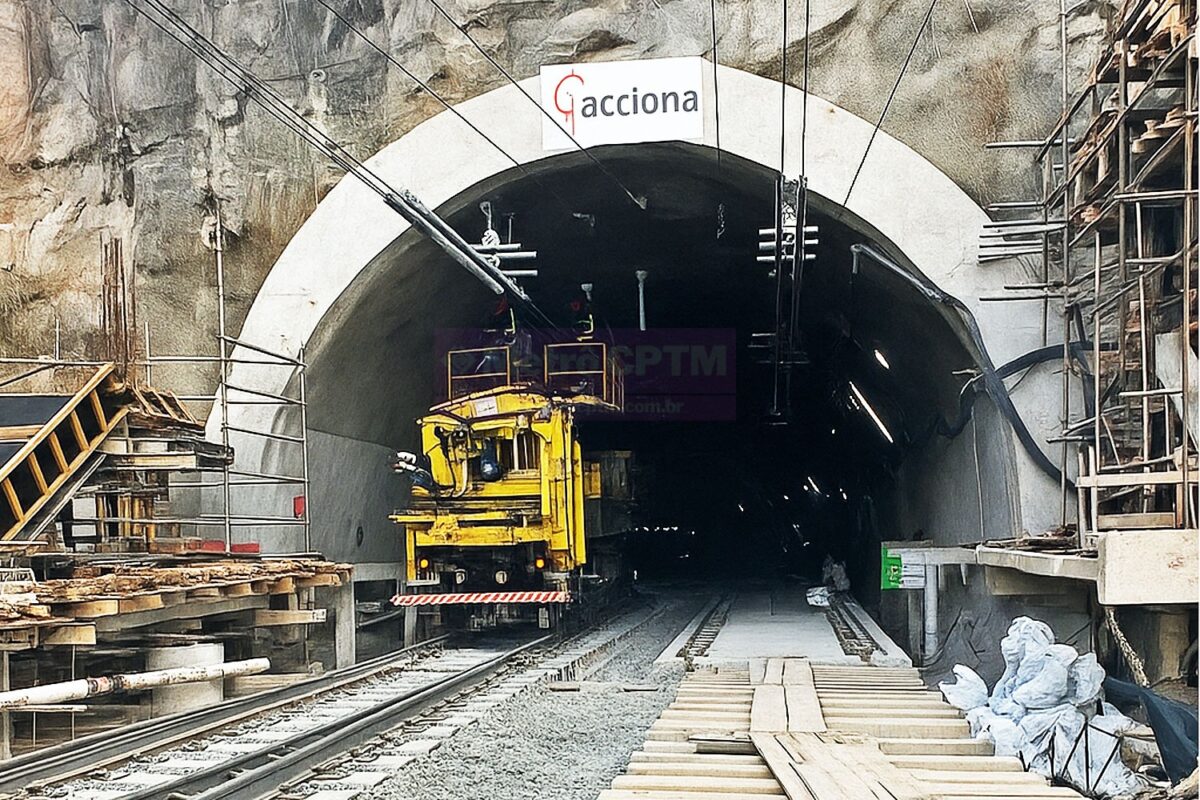 Entrada do túnel do pátio da Linha 6-Laranja em fase final de montagem