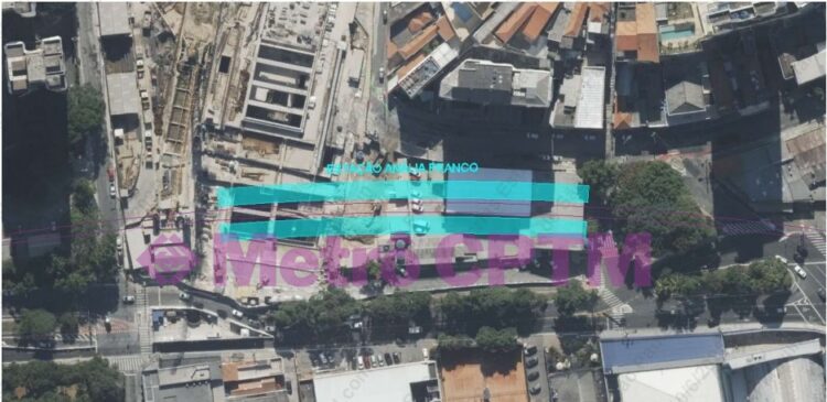 a Linha 16-Violeta terá ao menos quatro partes existentes a cerca de 500 metros da estação.