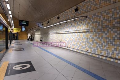 Plataforma da estação Pinheiros já sendo preparada para as obras