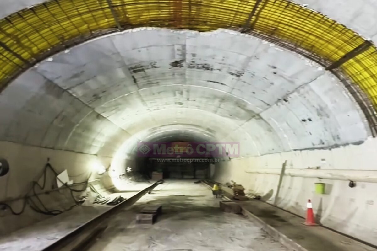 Trecho do túnel em NATM já parcialmente concretado