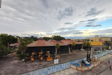 Canteiro da estação Taboão da Serra em janeiro de 2026