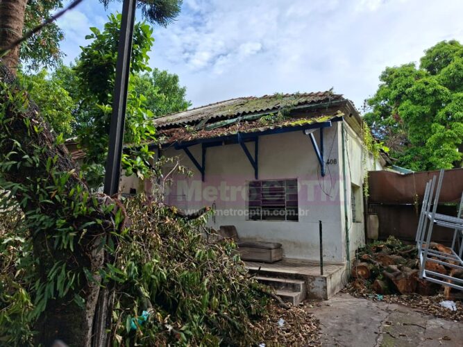 Interior do terreno está ocupado com lixo, mato alto e casa precisa de reparos.