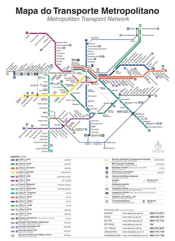 Mapa do Metrô, CPTM, Motiva e TIC Trens