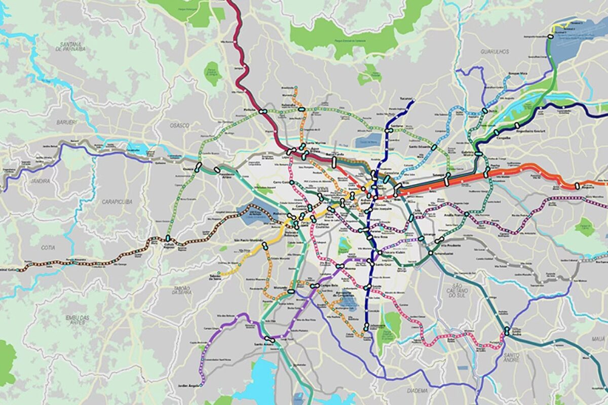 Mapa do Metrô de São Paulo divulgado no Relatório Integrado de 2025, com a Linha 23-Limão