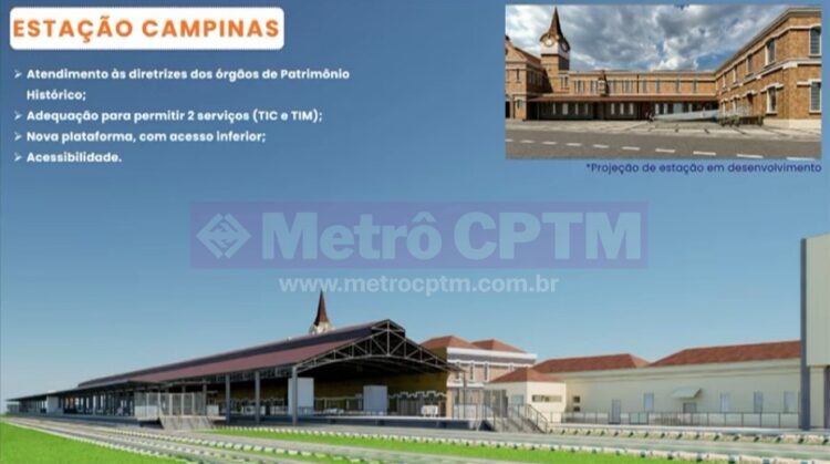Imagem conceitual do projeto de como será a estação Campinas após a reforma da TIC Trens