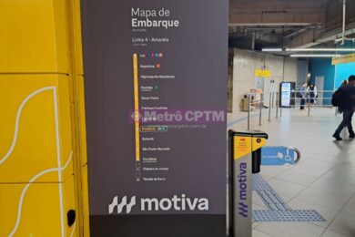 Mapa de embarque com as novas estações em construção