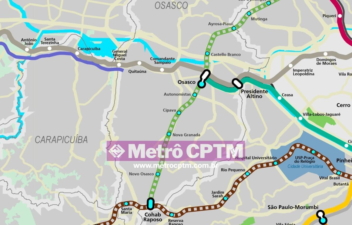 Mapa da Linha 23-Limão mostra possível trajeto dentro da cidade de Osasco