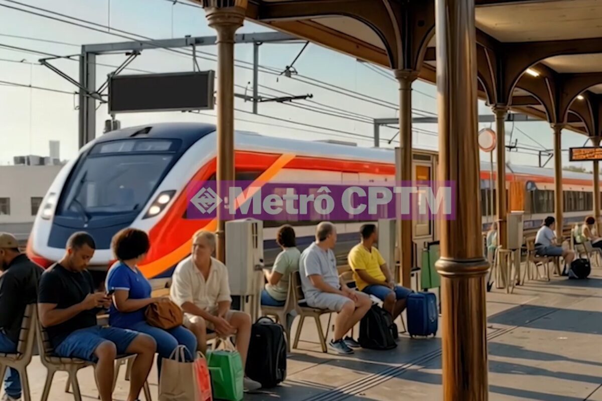 Projeção mostra o Trem Intercidades em Jundiaí