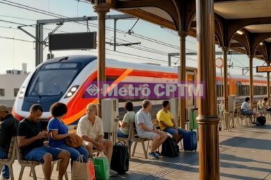 Projeção mostra o Trem Intercidades em Jundiaí